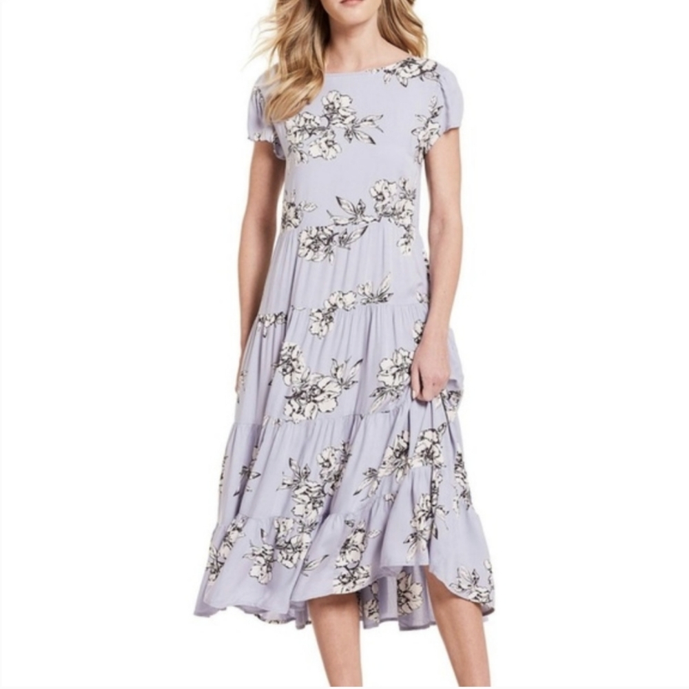 Free People Rita Tiered Midi Purple Floral Dress
